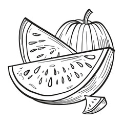 Hand-Drawn Fruit Illustration – Black and White Engraving Style