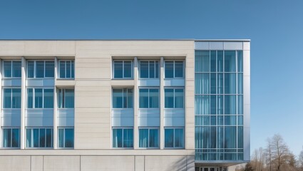 School structure and springtime azure sky