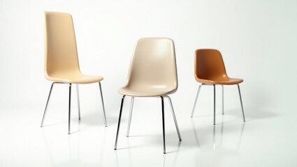 Designer chairs in various colors, captured from multiple angles against a white background. Chairs suitable for the kitchen and dining room.