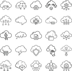 Cloud Computing Icons Network, Data, Storage, and Computing Services