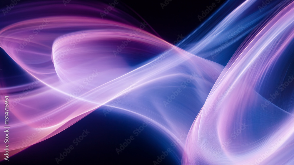 Poster abstract image with flowing purple and blue light streaks, creating a dynamic and energetic visual e