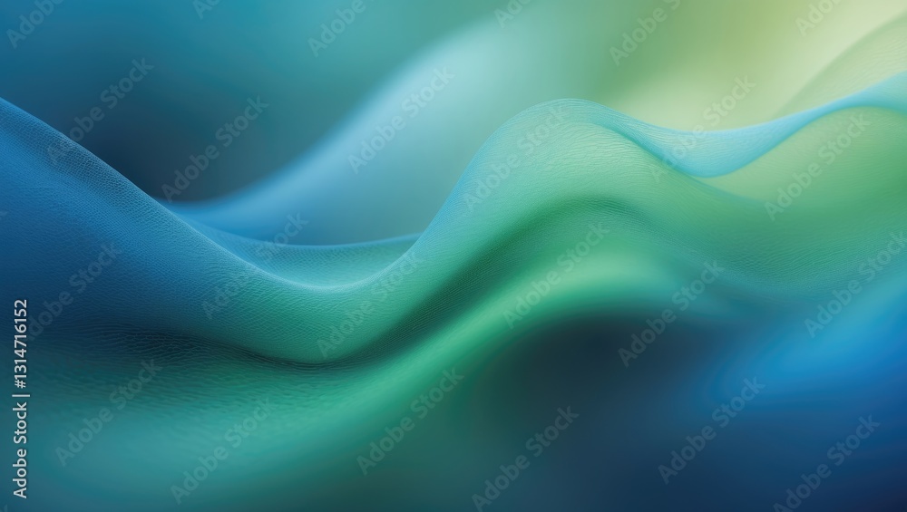 Poster Stunning Blue Green Blur Gradient Featuring Grainy Noise Texture. Abstract Mesh and Dynamic Flow Background.