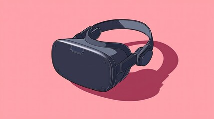 VR headset on pink background, digital illustration
