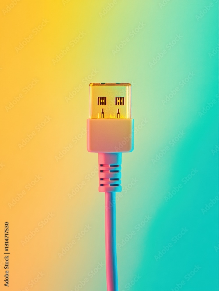Aufkleber Network cable with internet icon against a soft gradient background provides ideal space for text and signifies connectivity and technology
