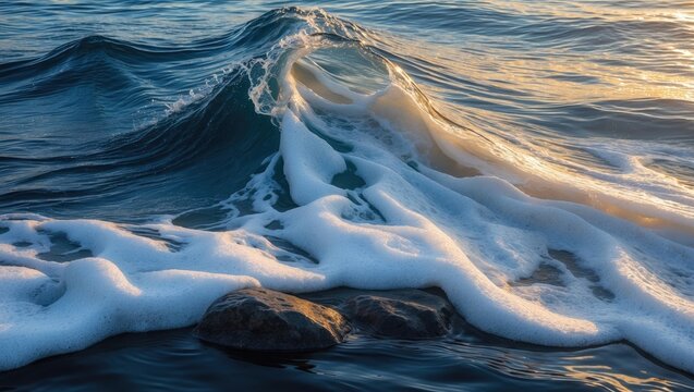 Sea water cascading over stone - Powered by Adobe