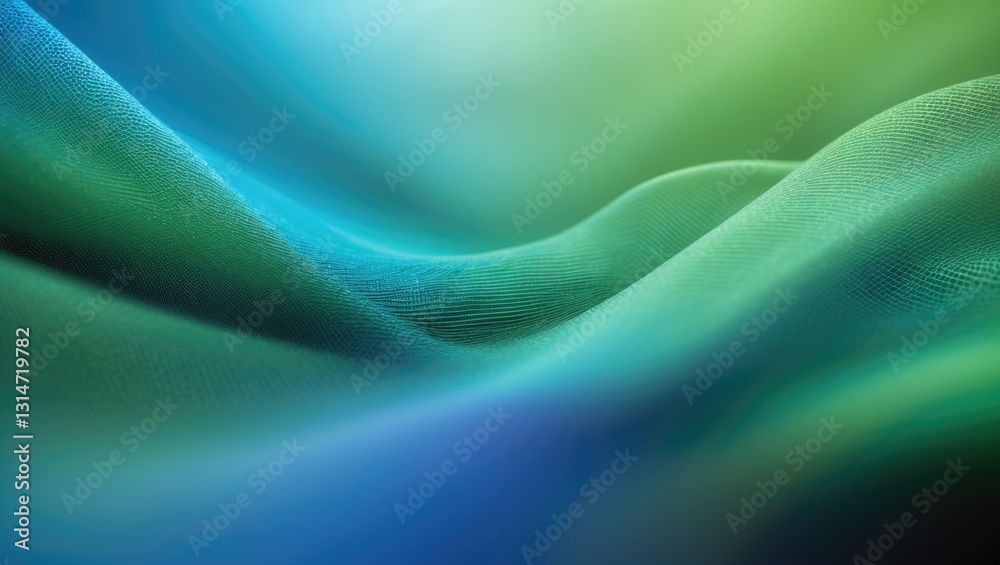 Poster Stunning Blue Green Blur Gradient Featuring Grainy Noise Texture. Abstract Mesh and Dynamic Flow Background.