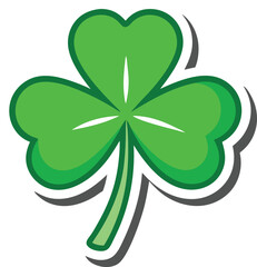 St Patrick Day sticker with clover leaf vector illustration