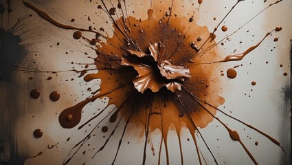 Obraz premium Splat of brown artwork. Utilizing s in art. Dyed Abstract Background. Weathered Spray Papier decor grunge. Material print in. Aquarelle Textures Wash, splatter.