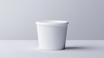 Minimal White Container With Lid Isolated On White Table And Textured Background