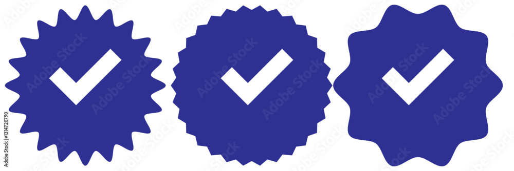 Sticker blue check mark tick verification icon symbol vector.