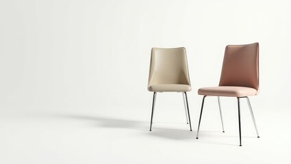 Designer chairs in various colors, captured from multiple angles against a white background. Chairs intended for the kitchen and dining area.