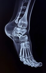 49. X-ray of a human foot with clear depiction of ankle and foot bones