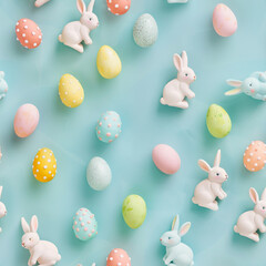 easter egg bunny tile card seamless background pastel color