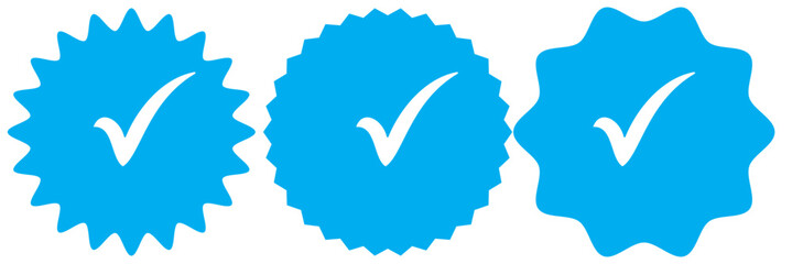 Blue check mark tick verification icon symbol vector.