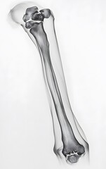 57. X-ray of a human upper arm showing the humerus and elbow joint