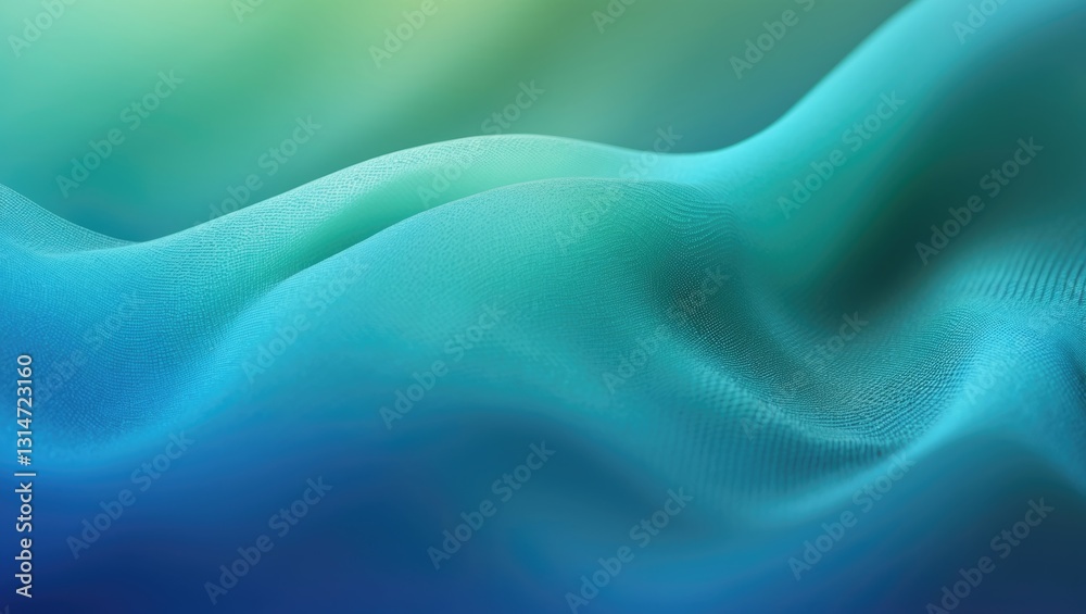 Poster Stunning Blue Green Blur Gradient Featuring Grainy Noise Texture. Abstract Turquoise Mesh and Dynamic Flow Backdrop.