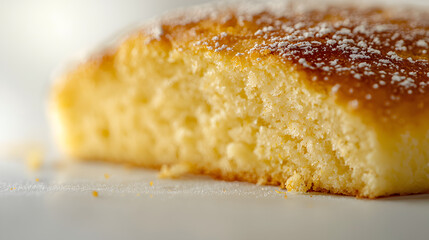 Close-Up Macro Shot Capturing Textural Detail of Freshly Baked Cake with Powdered Sugar