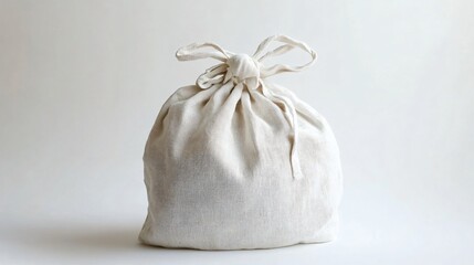 Elegant White Linen Bag on White Background