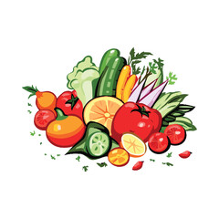fruit & vegetables on white background