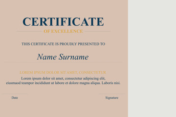 Beige Excellence Certificate Template
