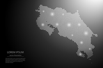 Abstract image Costa Rica map from point Gray and glowing stars on a dark background. Vector illustration eps 10. © Arif Hama