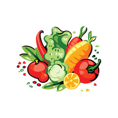 fruit & vegetables on white background
