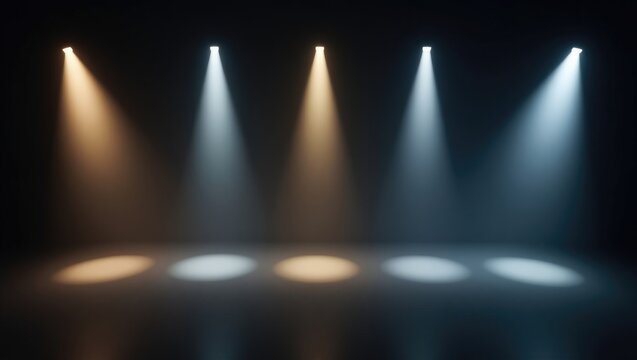 Set of various light profiles prepared for use in architecture. 3D rendering of light projections.