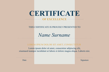 Beige Excellence Certificate Template Design
