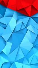 Fototapeta premium Geometric facets in shades of sky blue with radiant red accents