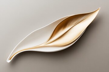 Obraz premium A minimalist depiction of a wind turbine blade, isolated and rendered in sleek metallic tones, placed on a neutral background