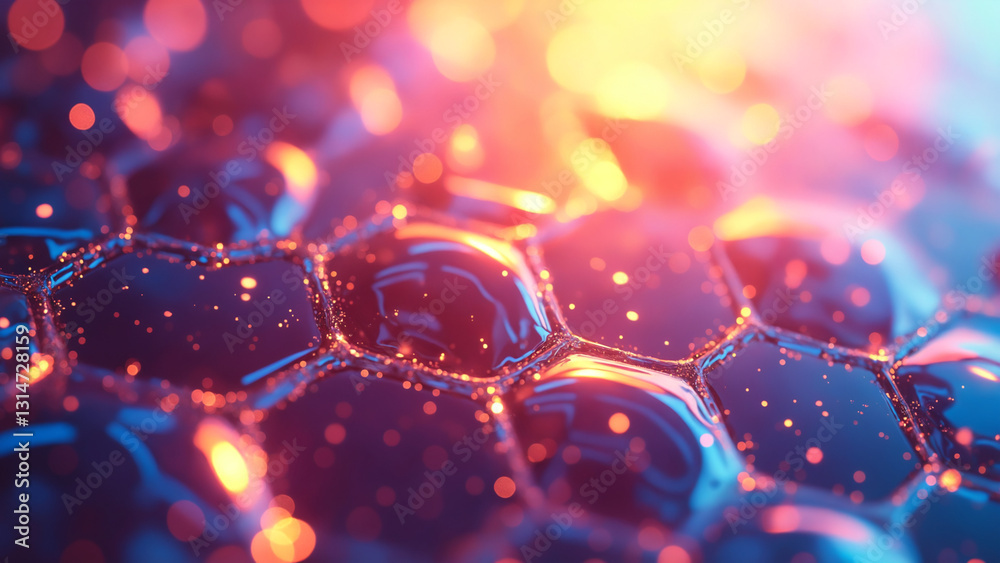 Poster Glowing digital hexagon abstract background