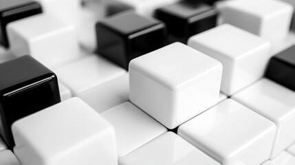 Fototapeta premium White and black cubes symbolizing stylish contrast . 