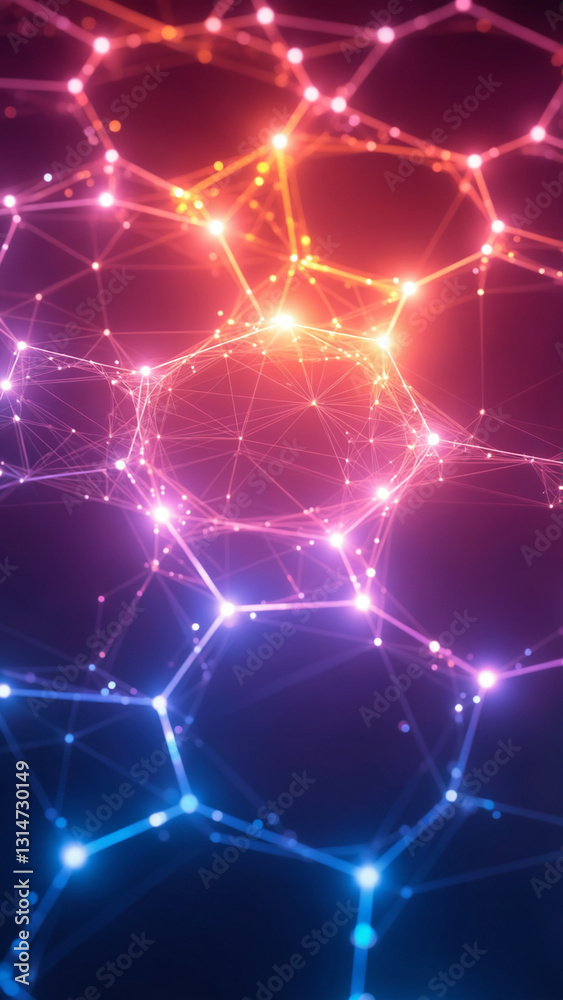 Poster Glowing digital hexagon abstract background