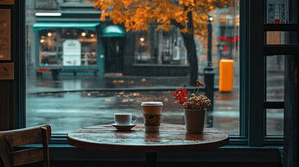 Cozy coffee shop window view
