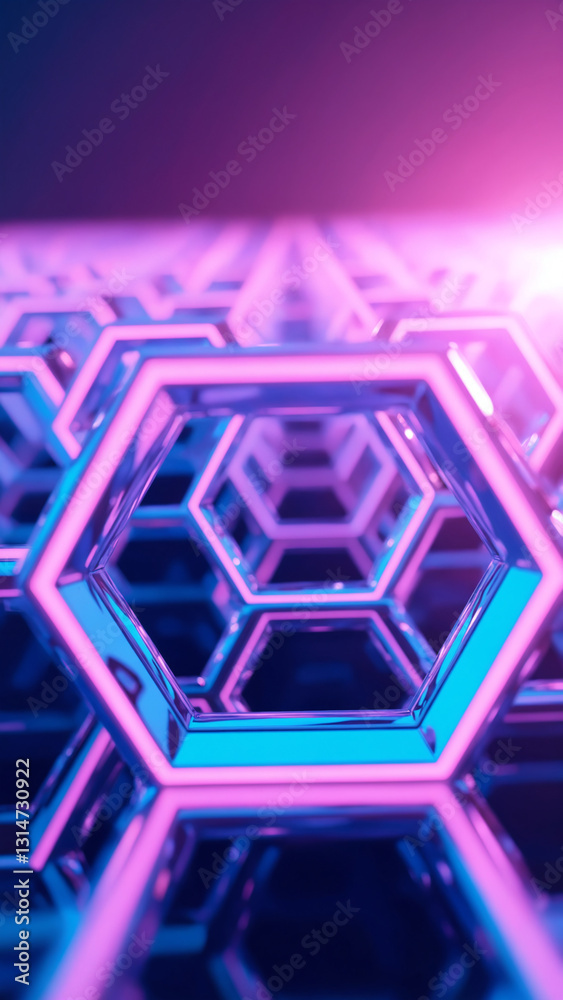 Poster glowing digital hexagon abstract background