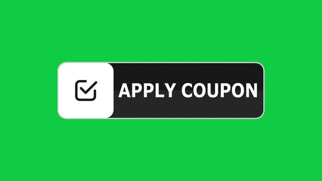 Green screen animation of Apply Coupon push button with pointer, simple animation of cursor icon clicking apply coupon button, Animation of apply coupon button, apply coupon button animation