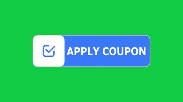 Green screen animation of Apply Coupon push button with pointer, simple animation of cursor icon clicking apply coupon button, Animation of apply coupon button, apply coupon button animation