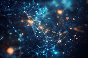 Abstract network connection structure. Polygonal science background for data analysis, hi-tech data visualization. Futuristic digital technology for presentation design