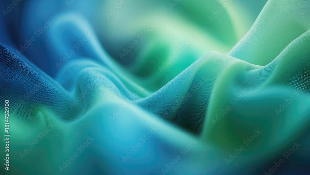 Poster Stunning Blue Green Blur Gradient Featuring Grainy Noise Texture. Abstract Mesh and Dynamic Flow Background.