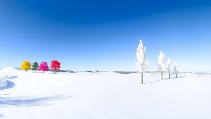 background of fall season maple tree in snow