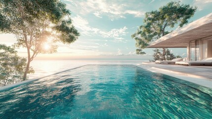 Fototapeta premium Infinity pool overlooking ocean