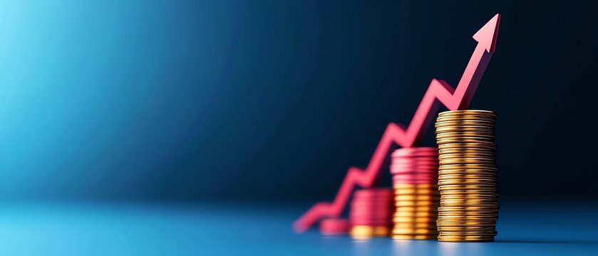 Growing financial success with stacked coins.