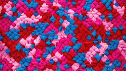 pink blue red knitted texture, continuous knitted design