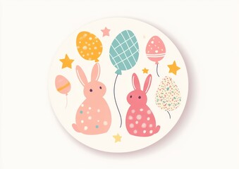 Easter Bunny and Egg Balloon Illustration for Springtime Celebration Design