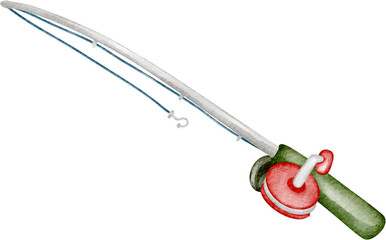 watercolor fishing rod