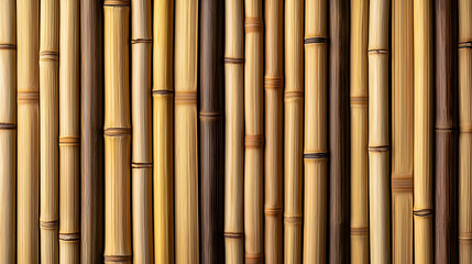 Naklejka premium Vertical Bamboo Stalks Texture In Brown Beige And Yellow