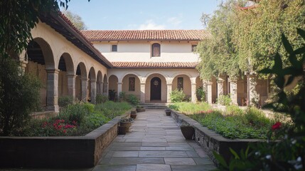 Fototapeta premium Serene monastery courtyard