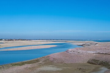 beautiful deserted Church Norton Beach West Sussex England on a sunny spring day