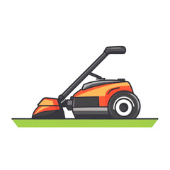 Fototapeta premium Bright and Modern Lawn Mower on Green Grass Background