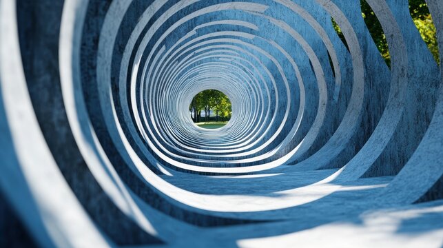 Hollow elements with parallel lines that create a sense of depth . 